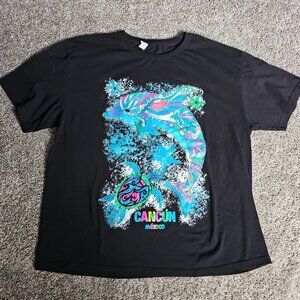 Cancun Mexico Black Destination Shirt Size XL w/ Dolphin and Sea Turtle Graphic